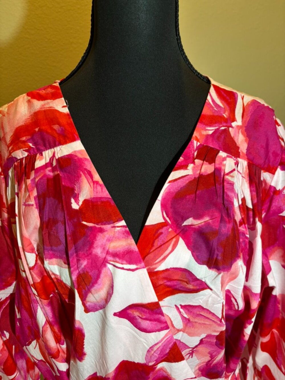 Calvin Klein Floral Puff Sleeve Belted Fit & Flare Dress Size 16 - Picture 5 of 13